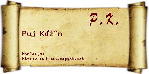 Puj Kán névjegykártya